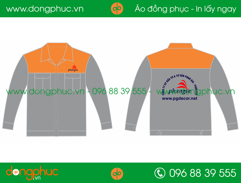 Áo bảo hộ đồng phục cty Phangia